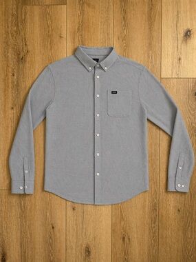 RVCA Light Gray Long-Sleeve Button-Down Shirt